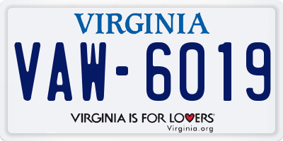 VA license plate VAW6019