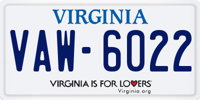 VA license plate VAW6022