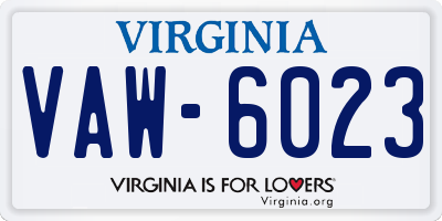 VA license plate VAW6023