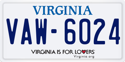 VA license plate VAW6024