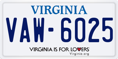 VA license plate VAW6025