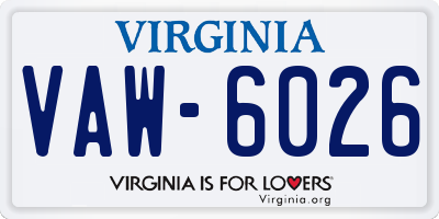 VA license plate VAW6026