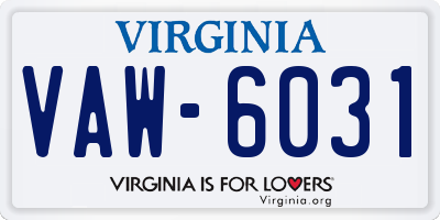 VA license plate VAW6031