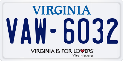 VA license plate VAW6032