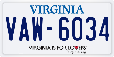 VA license plate VAW6034