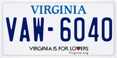 VA license plate VAW6040