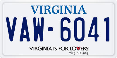 VA license plate VAW6041