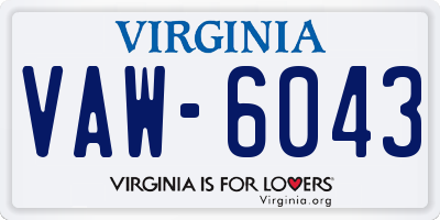 VA license plate VAW6043