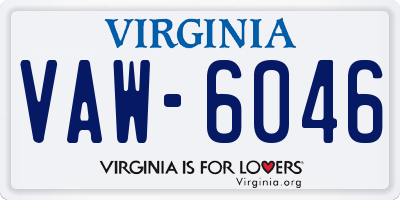 VA license plate VAW6046