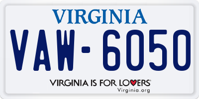 VA license plate VAW6050