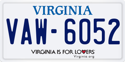 VA license plate VAW6052