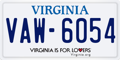 VA license plate VAW6054