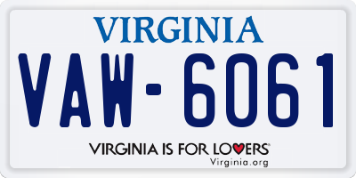 VA license plate VAW6061