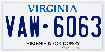 VA license plate VAW6063