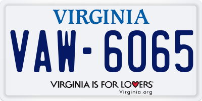 VA license plate VAW6065