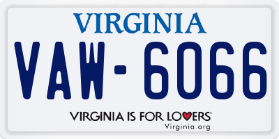 VA license plate VAW6066