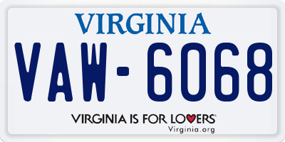 VA license plate VAW6068