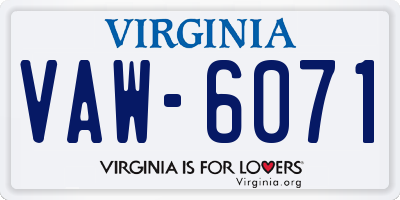 VA license plate VAW6071