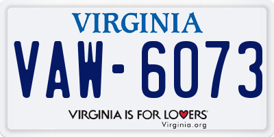 VA license plate VAW6073