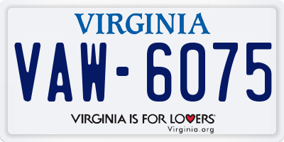 VA license plate VAW6075