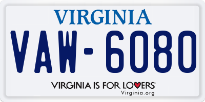 VA license plate VAW6080