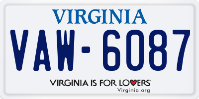 VA license plate VAW6087