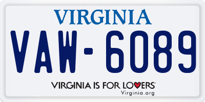 VA license plate VAW6089