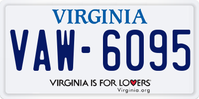 VA license plate VAW6095