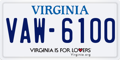 VA license plate VAW6100