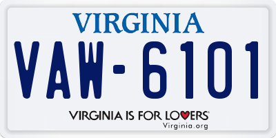 VA license plate VAW6101