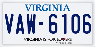 VA license plate VAW6106