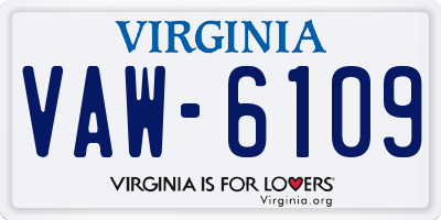 VA license plate VAW6109