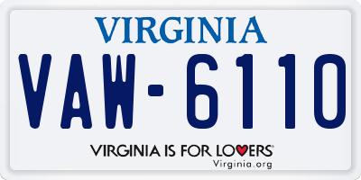 VA license plate VAW6110