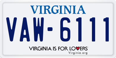 VA license plate VAW6111