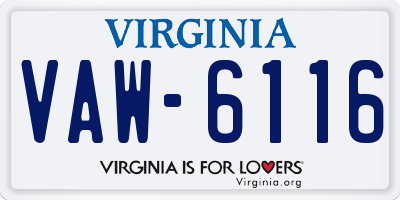 VA license plate VAW6116