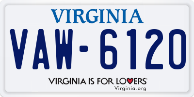 VA license plate VAW6120