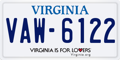 VA license plate VAW6122