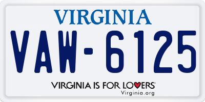 VA license plate VAW6125