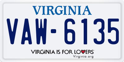 VA license plate VAW6135