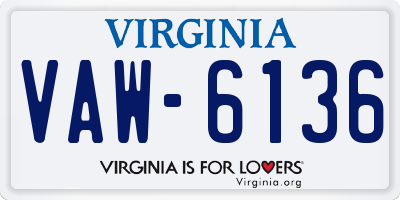 VA license plate VAW6136
