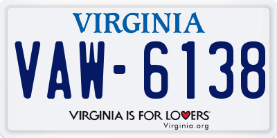 VA license plate VAW6138