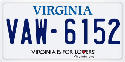 VA license plate VAW6152