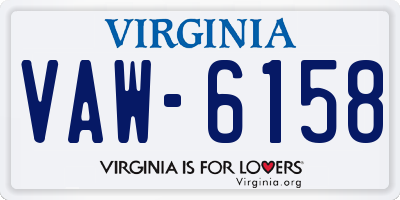 VA license plate VAW6158