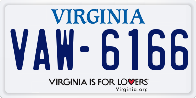 VA license plate VAW6166