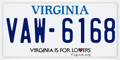 VA license plate VAW6168