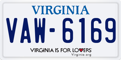 VA license plate VAW6169