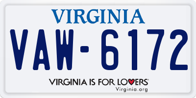 VA license plate VAW6172