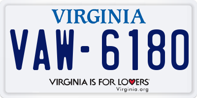 VA license plate VAW6180