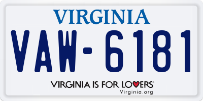 VA license plate VAW6181