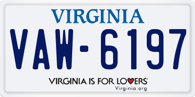 VA license plate VAW6197